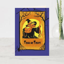 Trick oder Treat! Vintage Hexe Halloween Karte