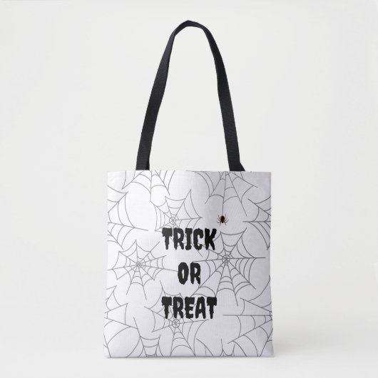 Trick oder Treat White Spiderweb Spiderweb Hallowe Tasche (Vorderseite)