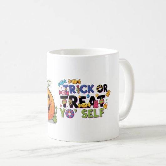 Trick oder Treat Yo's Self Funny Halloween Coffee Kaffeetasse (VorderseiteRechts)