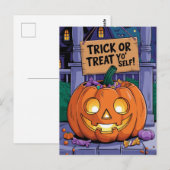 Trick oder Treat Yo'Self Funny Halloween Postkarte (Vorne/Hinten)