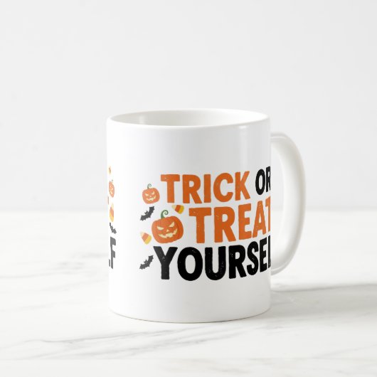 Trick oder Treat you self - Funny Halloween Tasse (VorderseiteRechts)