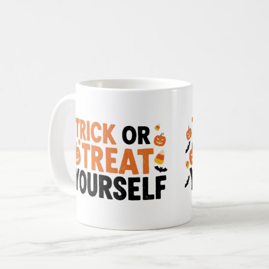 Trick oder Treat you self - Funny Halloween Tasse (Vorderseite Links)