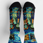 Trick oder Treat Zombies - Van Gogh Starry Hallowe Socken (Oben)