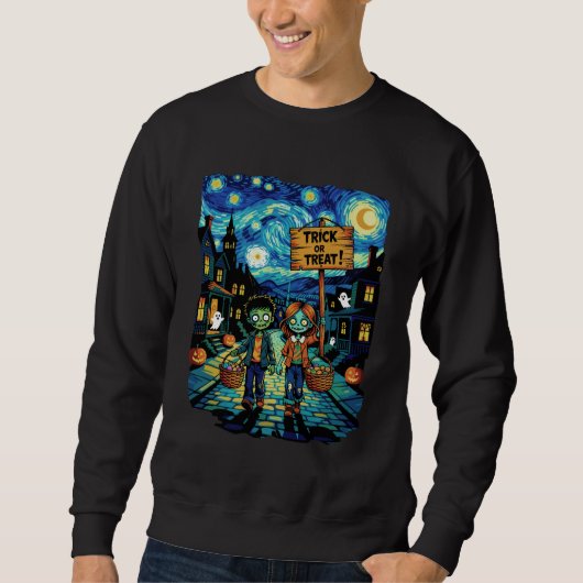 Trick oder Treat Zombies - Van Gogh Starry Hallowe Sweatshirt (Vorderseite)