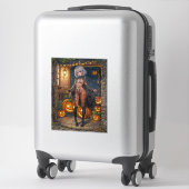 Trick oder Treater, mutiges Halloween-Kostümmädche Aufkleber (Koffer)