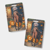 Trick oder Treater, mutiges Halloween-Kostümmädche Ausweis (Vorder- & Rückseite)