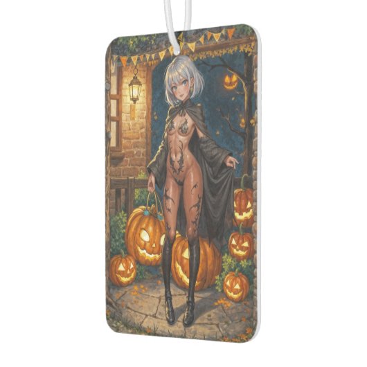 Trick oder Treater, mutiges Halloween-Kostümmädche Autolufterfrischer (Links)