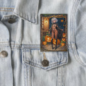 Trick oder Treater, mutiges Halloween-Kostümmädche Button (Insitu)