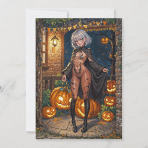 Trick oder Treater, mutiges Halloween-Kostümmädche Einladung