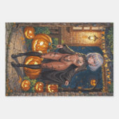 Trick oder Treater, mutiges Halloween-Kostümmädche Geschenkpapier Set (Vorderseite 2)