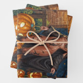 Trick oder Treater, mutiges Halloween-Kostümmädche Geschenkpapier Set (Beispiel)