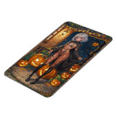 Trick oder Treater, mutiges Halloween-Kostümmädche Magnet (Linke Seite)