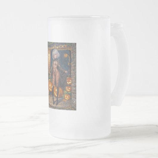 Trick oder Treater, mutiges Halloween-Kostümmädche Mattglas Bierglas (VorderseiteRechts)