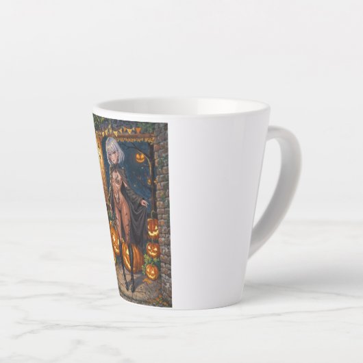 Trick oder Treater, mutiges Halloween-Kostümmädche Milchtasse (Rechte Ecke)