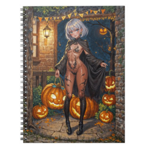 Trick oder Treater, mutiges Halloween-Kostümmädche Notizblock
