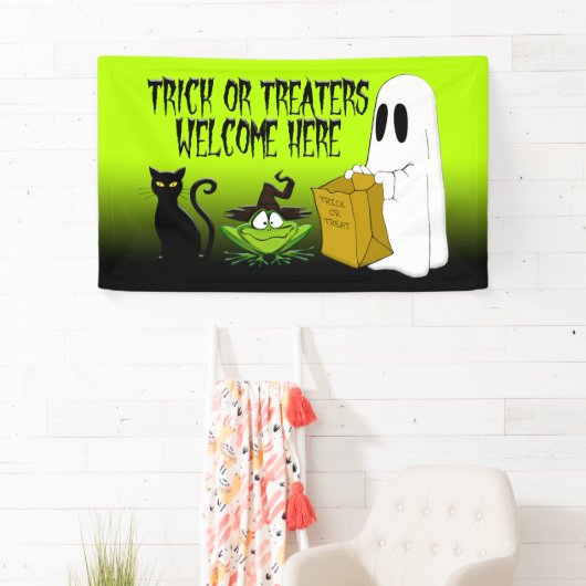 Trick oder Treaters Begrüßungsgrün-Banner Banner (Insitu)