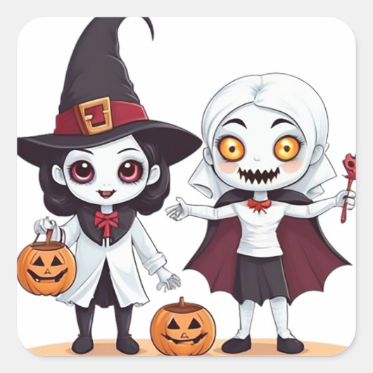 Trick oder Treaters Quadratischer Aufkleber (Vorderseite)