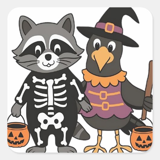 Trick oder Treaters Quadratischer Aufkleber (Vorderseite)