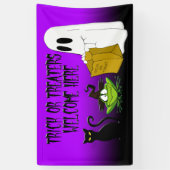 Trick oder Treaters Willkommen Halloween Purpl Ban Banner (Vertikal)