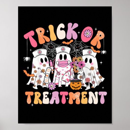Trick oder Treatment Ghost Nurse Halloween Kostüm  Poster (Vorne)