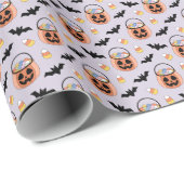 Trick oder Treff Halloween Candy & Bats Muster Geschenkpapier (Rolleneckpunkt)