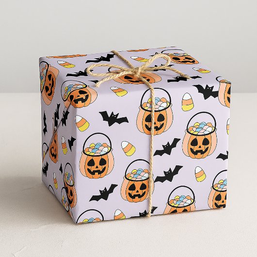 Trick oder Treff Halloween Candy & Bats Muster Geschenkpapier