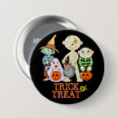 Trick oder Treff Halloween Large, 3 Inch Button (Vorne & Hinten)
