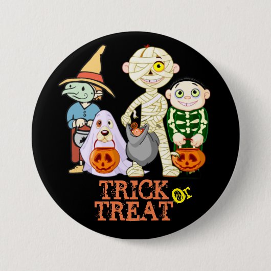 Trick oder Treff Halloween Large, 3 Inch Button (Vorderseite)