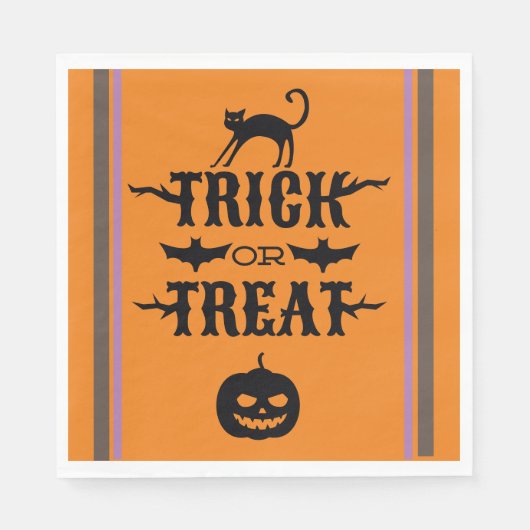 Trick- oder TreppenHalloween-Typografie-Party Serviette (Vorderseite)