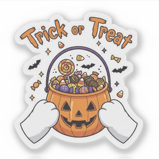 Trick- oder Treppenpaws - Niedliches KatzenHallowe Aufkleber (Vorderseite)