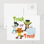 Trick oder Trete Monster Kostüme Kinder Postkarte (Vorne/Hinten)