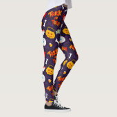 Trick oder Trete Niedliche Halloween-Kürbismonster Leggings (Rechts)