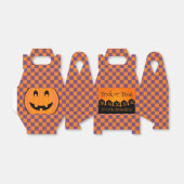 Trick oder Trete, Pumpkins, Orange und Lila Karo Geschenkschachtel (Ungefaltet)