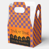 Trick oder Trete, Pumpkins, Orange und Lila Karo Geschenkschachtel (Geöffnet)