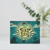 Trick oder Trete Spuk Friedhof Postkarte (Stehend Vorderseite)