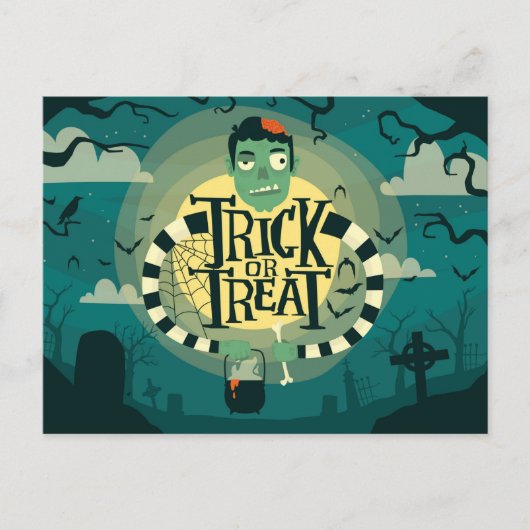 Trick oder Trete Spuk Friedhof Postkarte (Vorderseite)