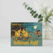 Trick oder Trete zu Halloween Night Postkarte (Stehend Vorderseite)