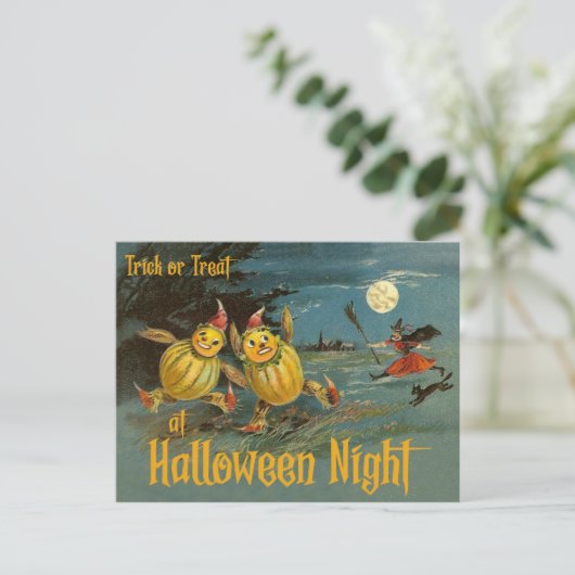 Trick oder Trete zu Halloween Night Postkarte (Stehend Vorderseite)