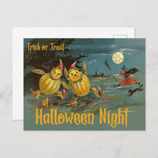 Trick oder Trete zu Halloween Night Postkarte (Vorne/Hinten)