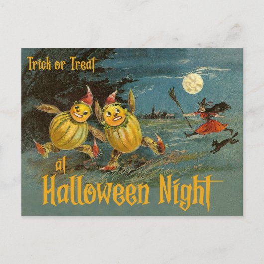 Trick oder Trete zu Halloween Night Postkarte (Vorderseite)