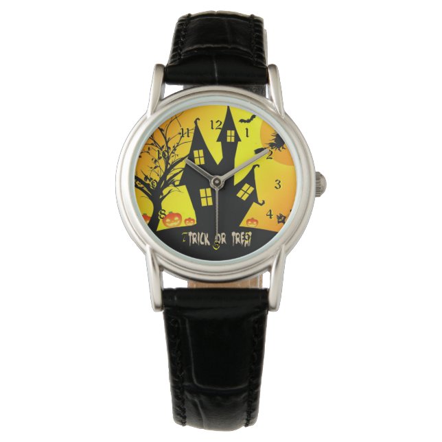 Trick oder Trete zu Halloween Watch Armbanduhr (Vorderseite)