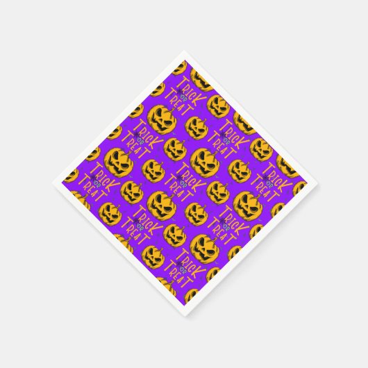 Trick oder Treten Creepy Pumpkins Halloween-Party Serviette (Ecke)