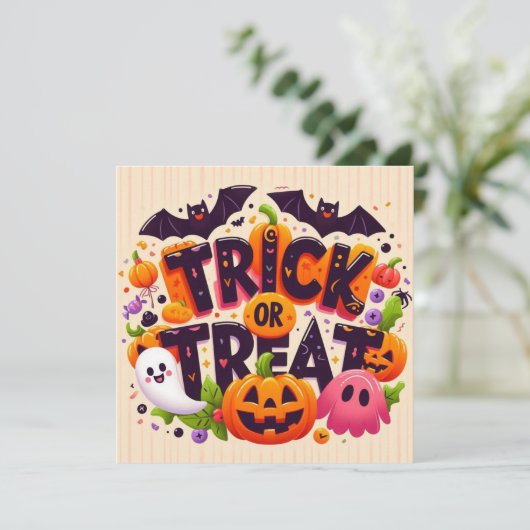 Trick oder Treten Grußkarten Karte (Stehend Vorderseite)