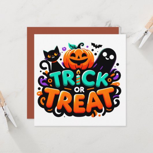 Trick oder Treten Grußkarten Karte (Vorderseite/Rückseite Beispiel)