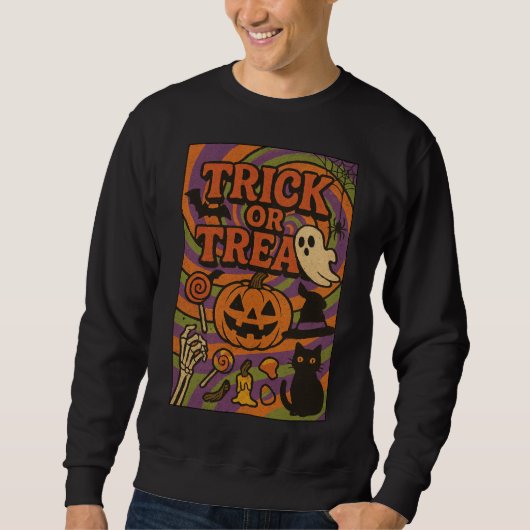 Trick oder Treten kompletter Brust Halloween Kleid Sweatshirt (Vorderseite)