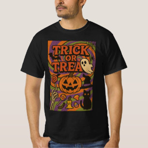 Trick oder Treten kompletter Brust Halloween Kleid T-Shirt