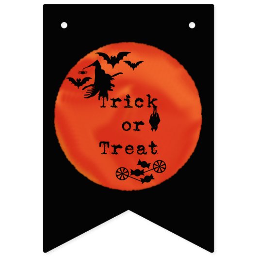 Trick oder Treten mit Hexen & Fledermäusen auf Ora Wimpelkette (Dritte Fahne)
