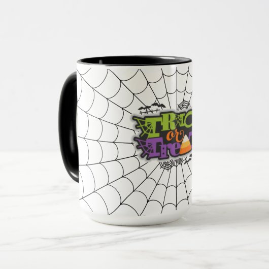 Trick oder Treten mit Spider Web Tasse (Vorderseite Links)