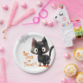 Trick oder Treten Niedlicher schwarzer Katzen Hall Pappteller (Party)
