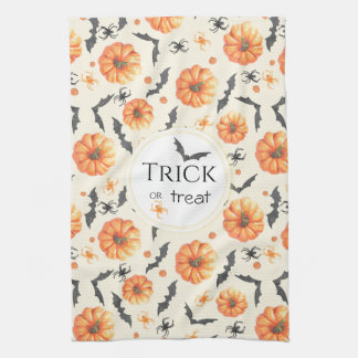Trick oder Treten Wasserfarben Halloween Muster Geschirrtuch